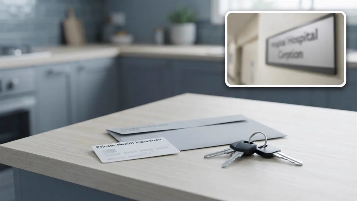 A private health insurance card and an Australian tax notice on a table.