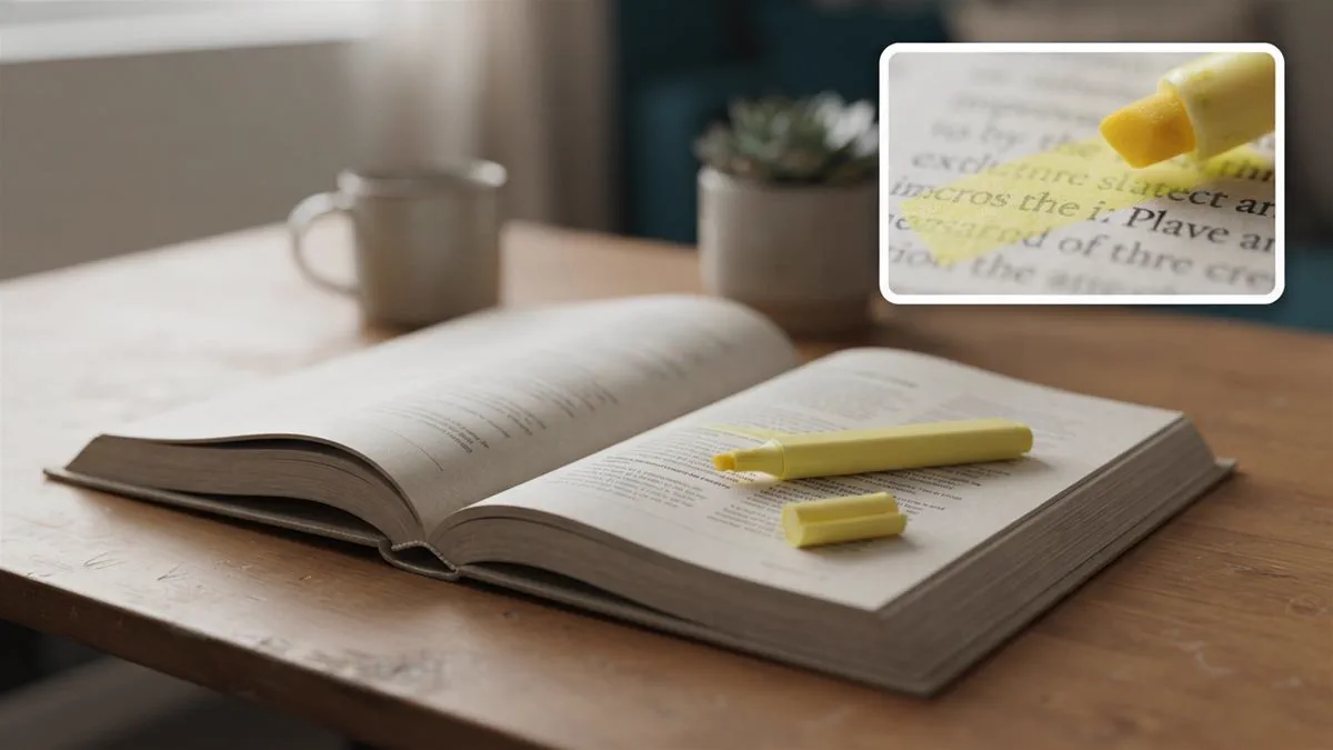 An insurance guide open at the definitions page, with a highlighter resting across the paragraph.